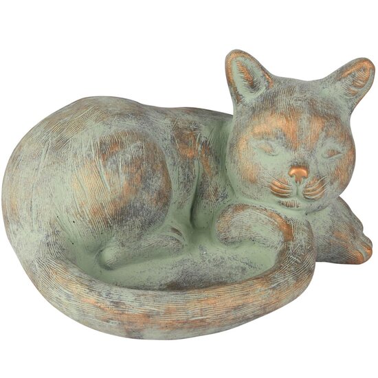 Dekoratief | Deco poes liggend, grijs, cement, 25x20x14cm | A260088