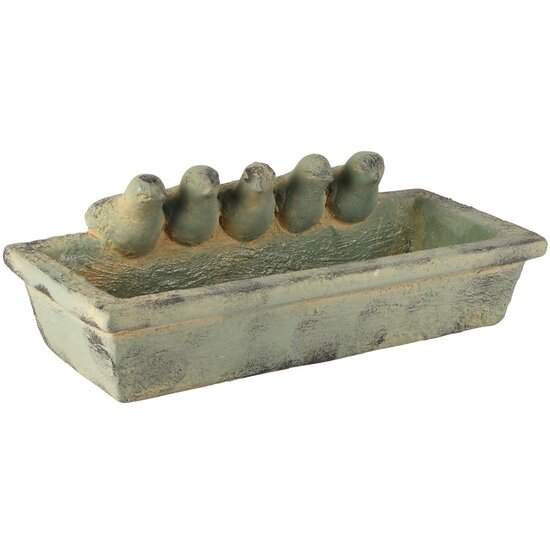 Dekoratief | Vogelbad m/vogeltjes, grijs, cement, 30x16x10cm | A260082