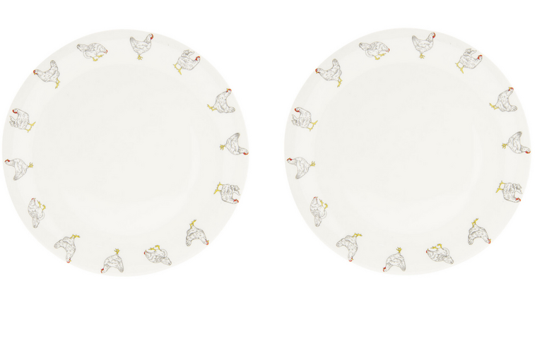 Clayre &amp; Eef | 2 stuks Servies Dinerbord kip Beige &oslash; 28x2 cm | LCHFP-2