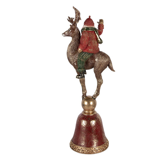 Clayre &amp; Eef | Kerstdecoratie Kerstman op Rendier Bruin Rood 24x20x63 cm | 5PR0201