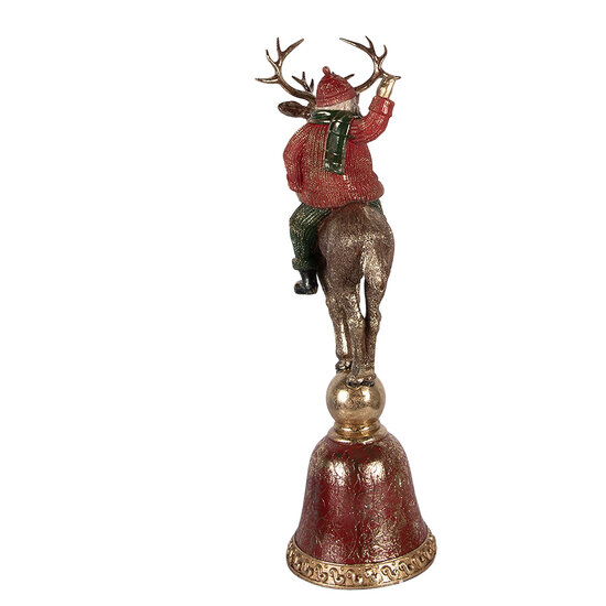 Clayre &amp; Eef | Kerstdecoratie Kerstman op Rendier Bruin Rood 24x20x63 cm | 5PR0201