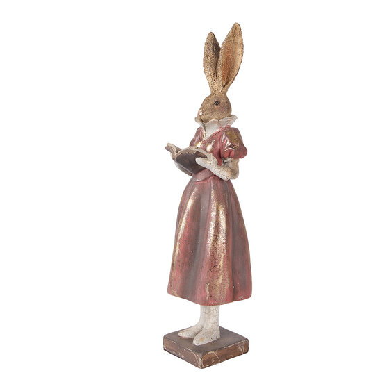 Clayre &amp; Eef | Decoratie Konijn Goudkleurig Rood 13x12x47 cm | 6PR5984