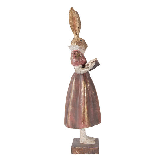 Clayre &amp; Eef | Decoratie Konijn Goudkleurig Rood 13x12x47 cm | 6PR5984