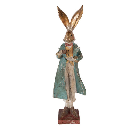 Clayre &amp; Eef | Decoratie Konijn Goudkleurig Blauw 14x12x47 cm | 6PR5988