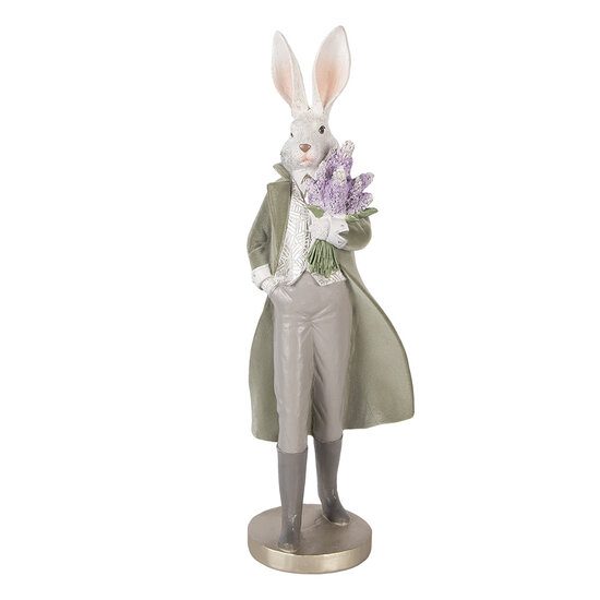 Clayre &amp; Eef | Decoratie Konijn Wit Groen 17x15x53 cm | 6PR5997