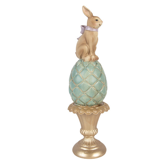 Clayre &amp; Eef | Decoratie Konijn op ei Bruin Goudkleurig &oslash; 8x29 cm | 6PR6065