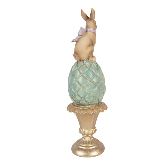 Clayre &amp; Eef | Decoratie Konijn op ei Bruin Goudkleurig &oslash; 8x29 cm | 6PR6065