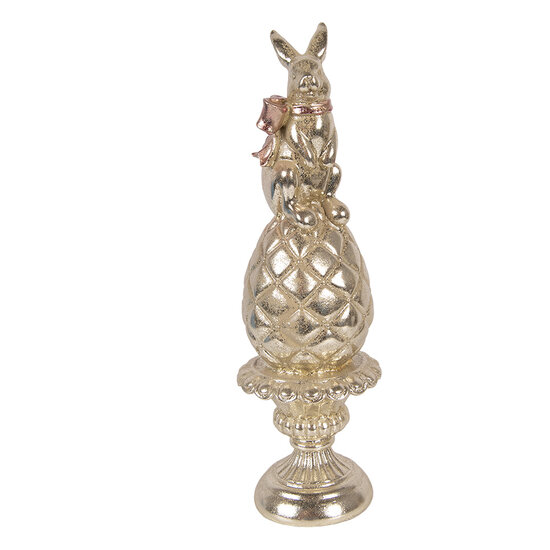 Clayre &amp; Eef | Decoratie Konijn op ei Goudkleurig Roze &oslash; 8x28 cm | 6PR6066