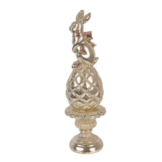 Clayre &amp; Eef | Decoratie Konijn op ei Goudkleurig Roze &oslash; 8x28 cm | 6PR6066