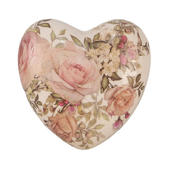 Clayre &amp; Eef | Decoratie Hart Beige Roze 11x11x4 cm | 6CE1916