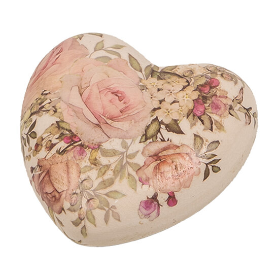 Clayre &amp; Eef | Decoratie Hart Beige Roze 11x11x4 cm | 6CE1916