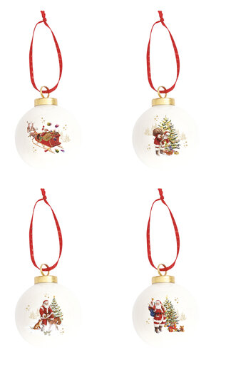 Dekoratief | Hanger kerstbal 'Christmas Memories', porselein, 7x7x7cm, 4ass. | A256072