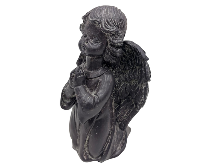 Decoratie beeld engel biddend antraciet vintage grijs polystone 19 x 12 cm | 535550 | Countryfield