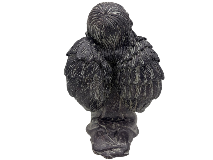 Decoratie beeld engel biddend antraciet vintage grijs polystone 19 x 12 cm | 535550 | Countryfield