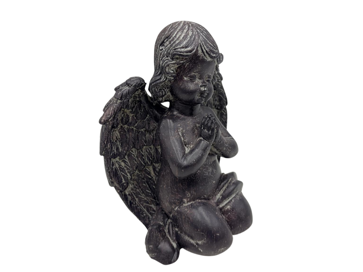 Countryfield decoratie beeld biddende engel antraciet vintage grijs polystone 19 cm