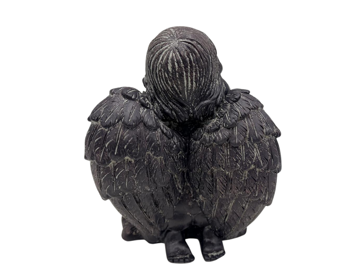 Countryfield decoratie beeld biddende engel antraciet vintage grijs polystone 19 cm