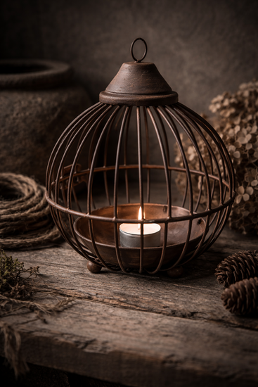 Ornament decoratief roest bruin hang staand  mosbal 21 cm  x 17 cm | 125080  | Home Sweet Home | Stoer &amp; Sober Woonstijl