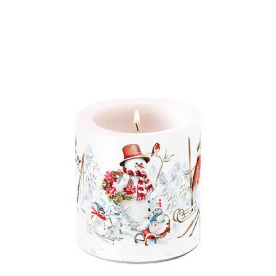Set: Kaars - 20 servetten - dienblad Sporty snowmen | 392304 | Ambiente