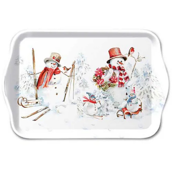 Set: Kaars - 20 servetten - dienblad Sporty snowmen | 392304 | Ambiente