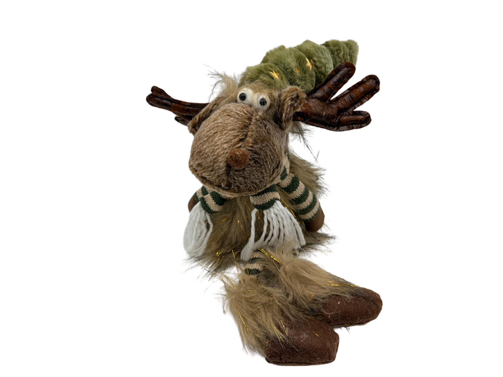 Decoratie eland knuffel zittend bungelbeentjes groen bruin 50 cm  | PL2056 | Home Sweet Home