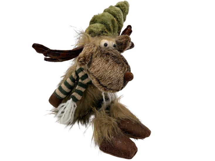 Decoratie eland knuffel zittend bungelbeentjes groen bruin 50 cm  | PL2056 | Home Sweet Home