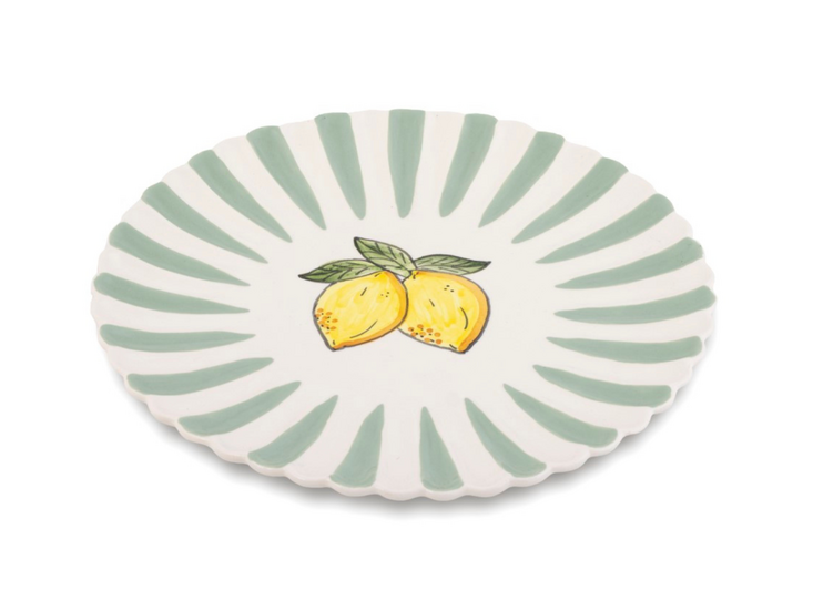 Dinerbord Fruity Citron &ndash; Groen/Wit &ndash; Aardewerk &ndash; &oslash; 28cm - Dishes &amp; Deco