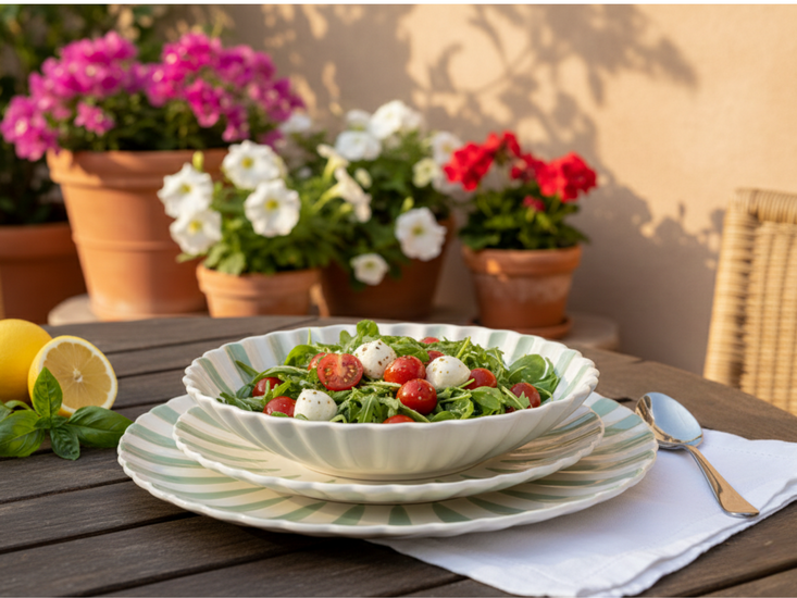 Dinerbord Fruity Citron &ndash; Groen/Wit &ndash; Aardewerk &ndash; &oslash; 28cm - Dishes &amp; Deco