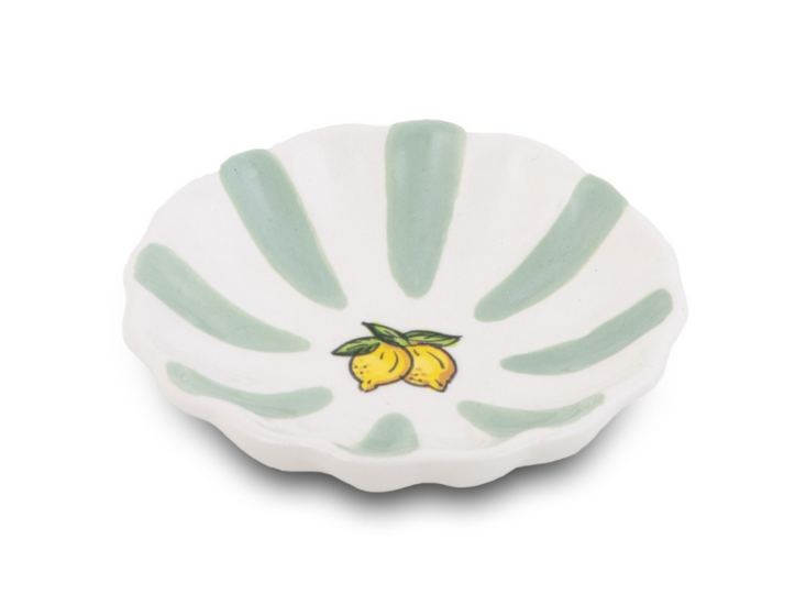 Schaaltje Fruity Citron &ndash; Gestreept - Groen/Wit &ndash; Aardewerk &ndash; &oslash; 10cm - Dishes &amp; Deco