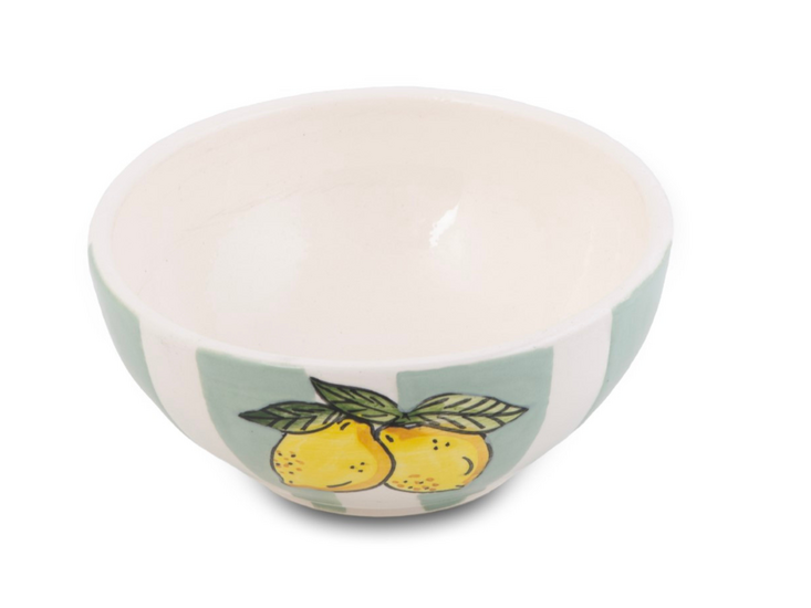 Schaaltje Fruity Citron &ndash; Gestreept - Groen/Wit &ndash; Aardewerk &ndash; &oslash; 12cm - Dishes &amp; Deco
