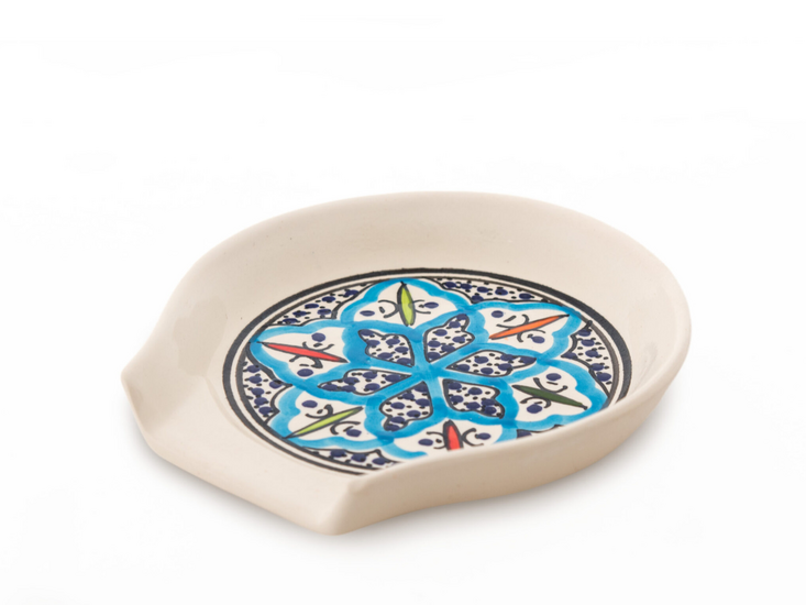 Dishes &amp; Deco Lepelhouder - Turquoise Blue Fine 12,5 x 12 cm  - Handbeschilderd Keramiek