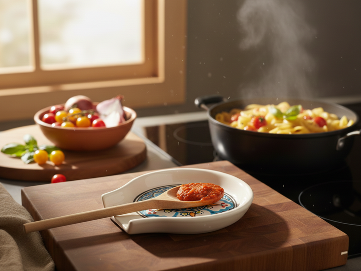 Dishes &amp; Deco Lepelhouder - Mehari 12,5 x 12 cm  - Handbeschilderd Keramiek