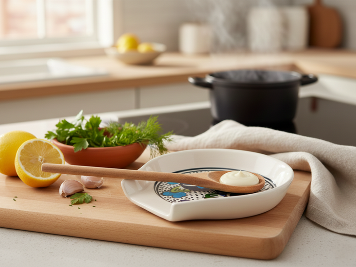 Dishes &amp; Deco Lepelhouder - Poisson (Vis) - Handbeschilderd Keramiek - 12,5 x 12 cm