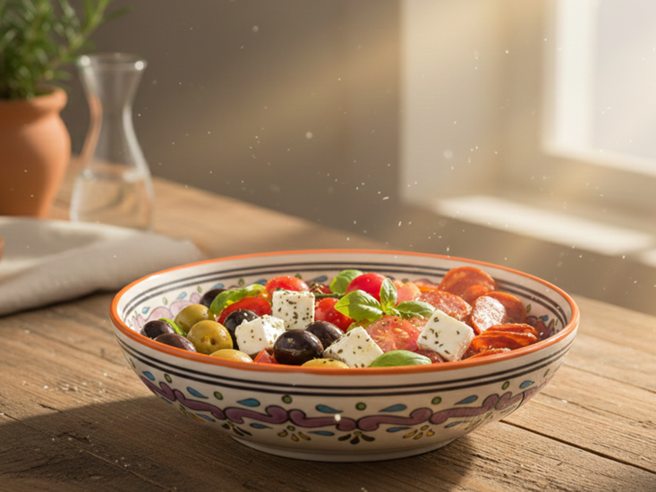 Dishes &amp; Deco Schaal - Jatte Nour Oranje - Handbeschilderd Keramiek - &oslash; 25 cm