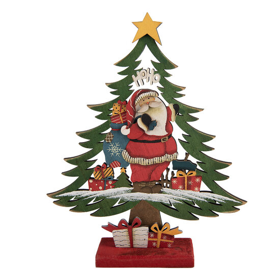Clayre &amp; Eef | Decoratie Kerstboom Groen Rood 25x6x30 cm | 6H2483