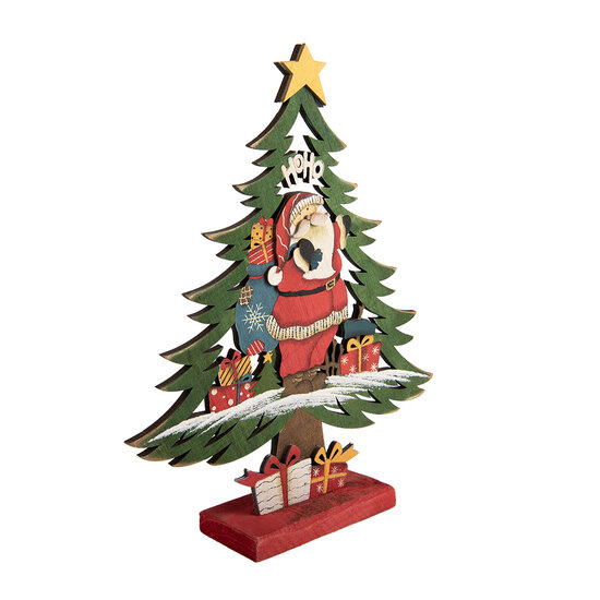 Clayre &amp; Eef | Decoratie Kerstboom Groen Rood 25x6x30 cm | 6H2483