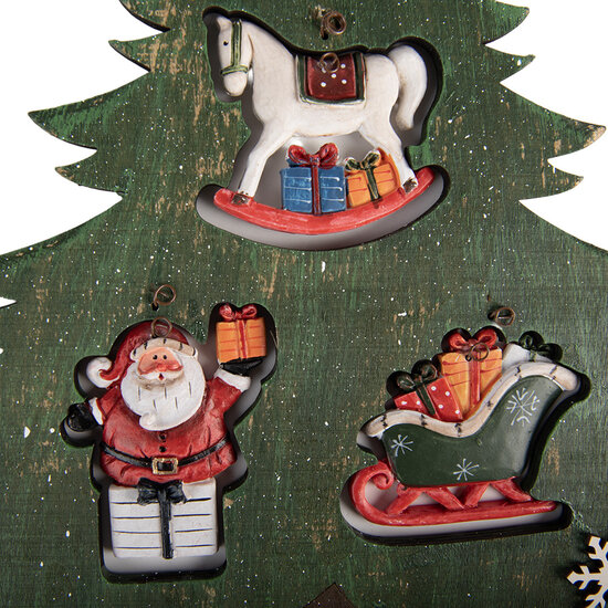 Clayre &amp; Eef | Decoratie hanger Kerstboom Groen Rood 32x2x39 cm | 6H2484