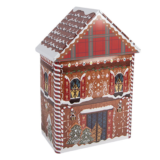 Clayre &amp; Eef | Blikken Bewaardoos Bruin Rood 14x9x21 cm | 6BL0193