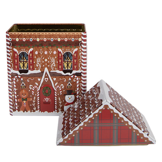 Clayre &amp; Eef | Blikken Bewaardoos Bruin Rood 14x9x21 cm | 6BL0193