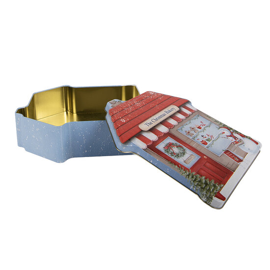 Clayre &amp; Eef | Blikken Bewaardoos Blauw Rood 21x22x6 cm | 6BL0195