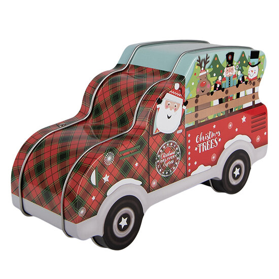 Clayre &amp; Eef | Blikken Bewaardoos Rood Blauw 19x11x7 cm | 6BL0197