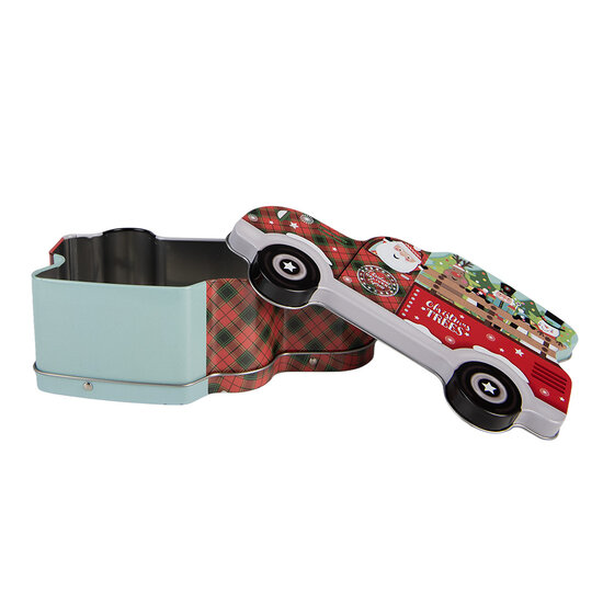 Clayre &amp; Eef | Blikken Bewaardoos Rood Blauw 19x11x7 cm | 6BL0197