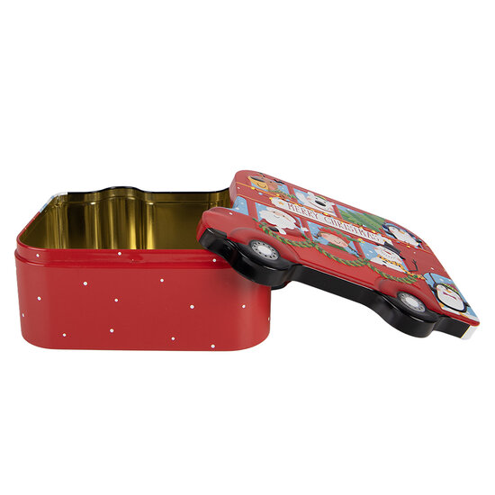 Clayre &amp; Eef | Blikken Bewaardoos Rood Groen 19x15x7 cm | 6BL0206