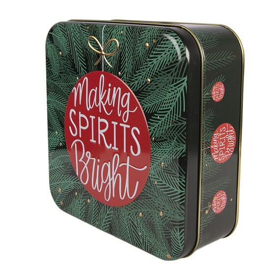 Clayre &amp; Eef | Blikken Bewaardoos Groen Rood 17x17x6 cm | 6BL0208