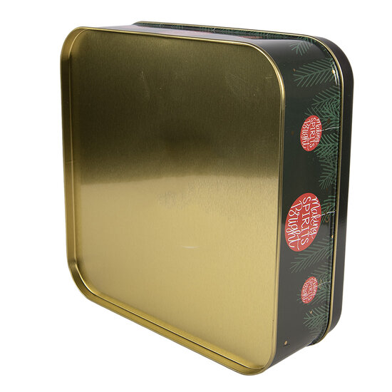 Clayre &amp; Eef | Blikken Bewaardoos Groen Rood 17x17x6 cm | 6BL0208