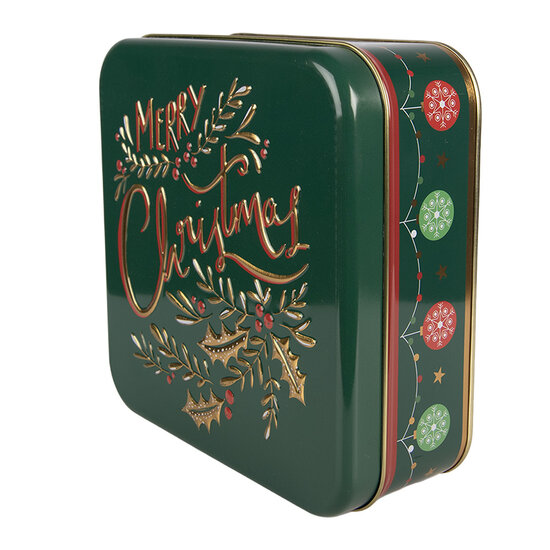 Clayre &amp; Eef | Blikken Bewaardoos Groen Goudkleurig 17x17x6 cm | 6BL0210