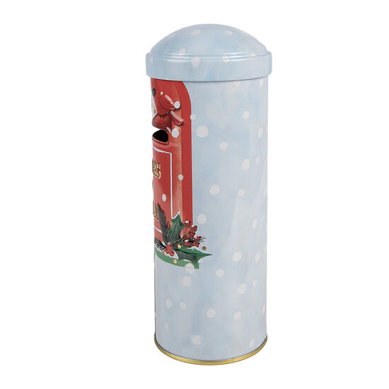 Clayre &amp; Eef | Spaarpot Blauw Rood &oslash; 6x16 cm | 6BL0211