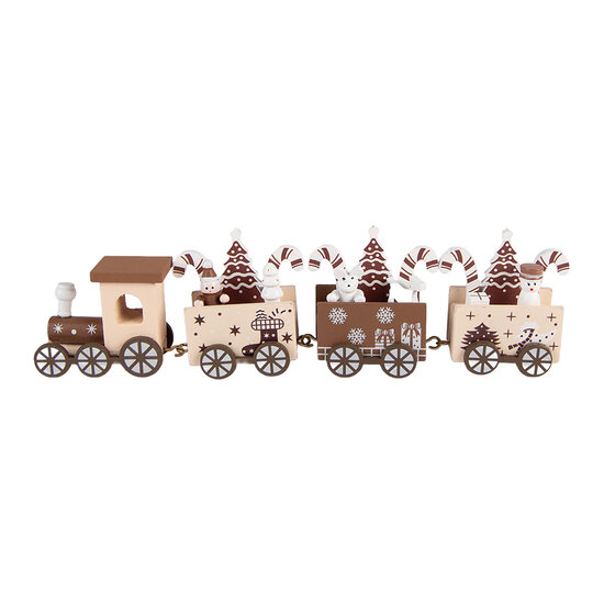Clayre &amp; Eef | Kerstdecoratie Trein Beige Bruin 27x4x8 cm | 6H2481