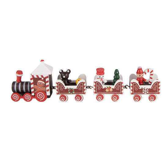 Clayre &amp; Eef | Kerstdecoratie Trein Rood Wit 22x2x7 cm | 6H2482