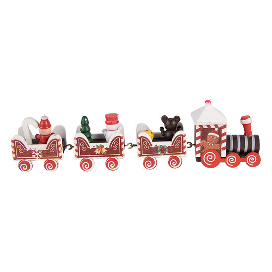 Clayre &amp; Eef | Kerstdecoratie Trein Rood Wit 22x2x7 cm | 6H2482