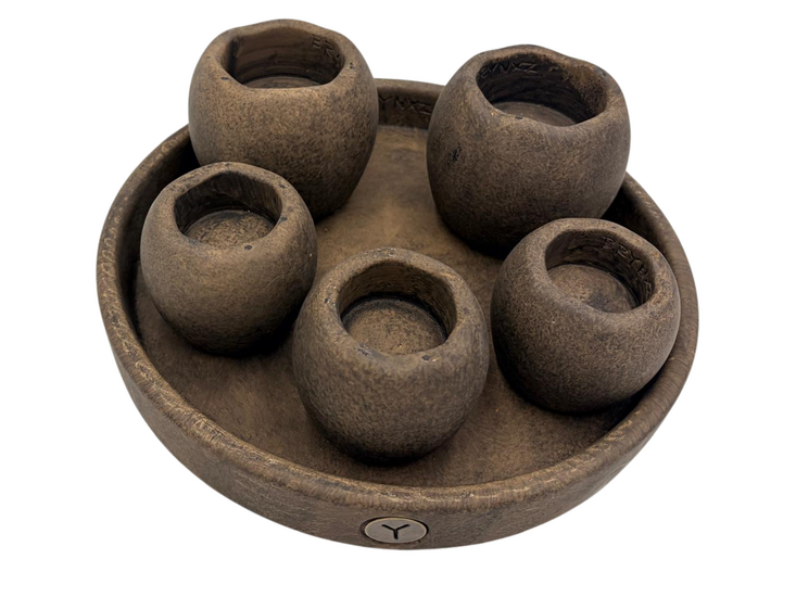 Brynxz Set van 5 Tealightcups op Plateau Majestic Brown - D.30 H.17